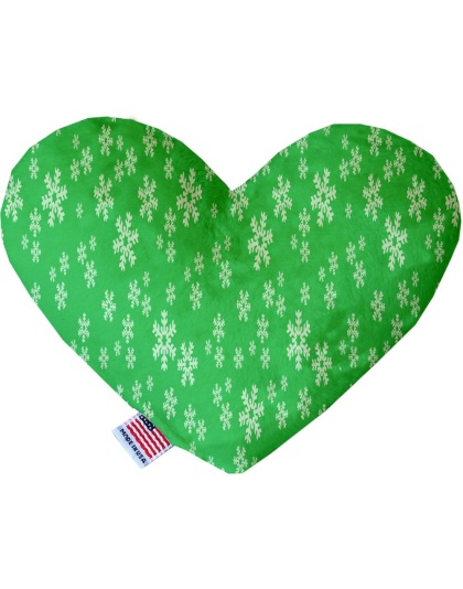 Green and White Snowflakes 6 inch Heart Dog Toy