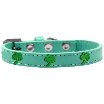 Green Palm Tree Widget Dog Collar Aqua Size 10