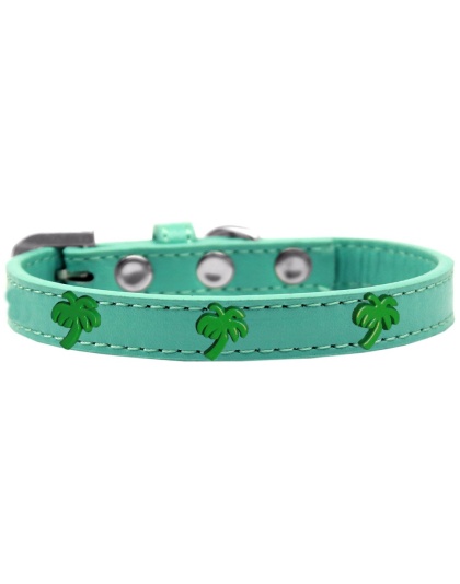 Green Palm Tree Widget Dog Collar Aqua Size 10