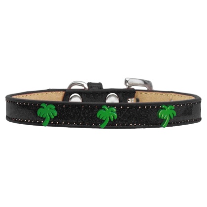 Green Palm Tree Widget Dog Collar Black Ice Cream Size 10
