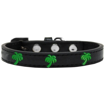 Green Palm Tree Widget Dog Collar Black Size 10