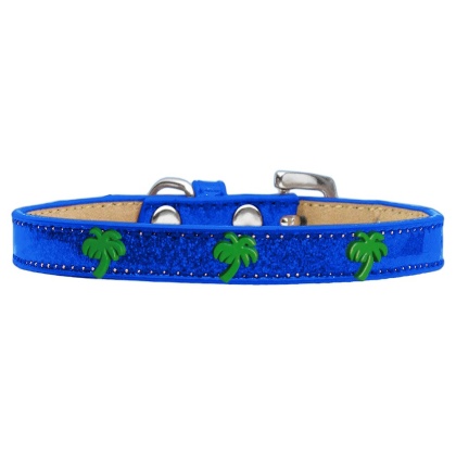 Green Palm Tree Widget Dog Collar Blue Ice Cream Size 10