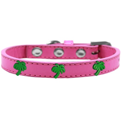 Green Palm Tree Widget Dog Collar Bright Pink Size 10