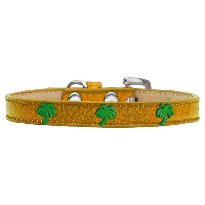 Green Palm Tree Widget Dog Collar Gold Ice Cream Size 10