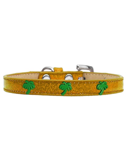 Green Palm Tree Widget Dog Collar Gold Ice Cream Size 10
