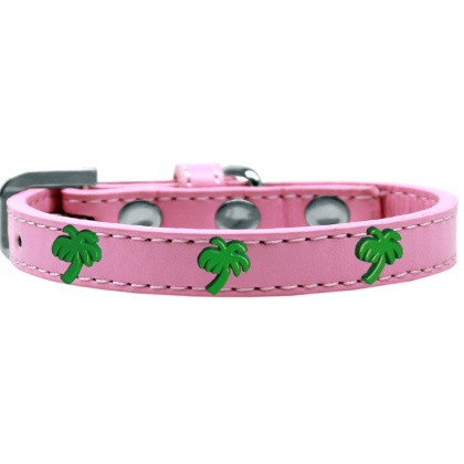 Green Palm Tree Widget Dog Collar Light Pink Size 10