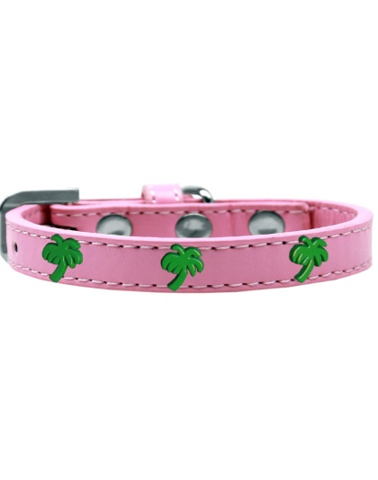 Green Palm Tree Widget Dog Collar Light Pink Size 10