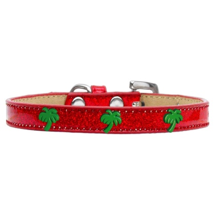 Green Palm Tree Widget Dog Collar Red Ice Cream Size 10