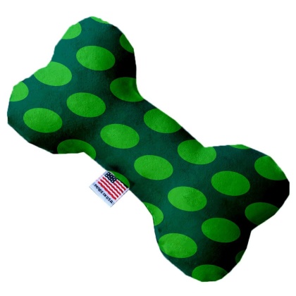 Green on Green Dots 10 inch Canvas Bone Dog Toy