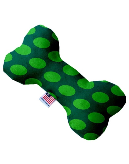 Green on Green Dots 10 inch Canvas Bone Dog Toy