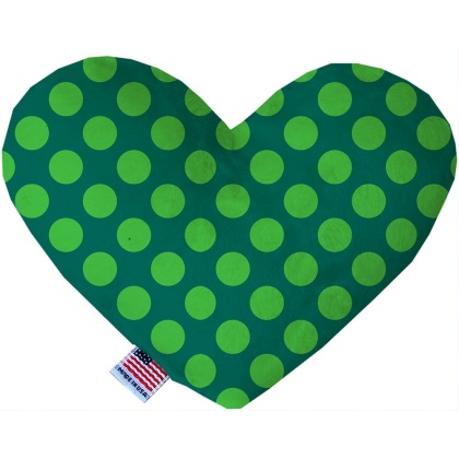 Green on Green Dots 6 inch Canvas Heart Dog Toy