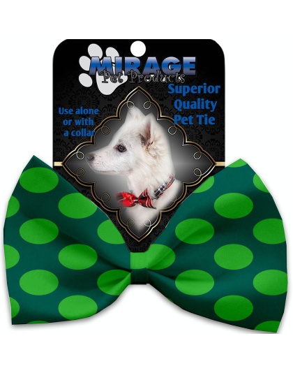 Green on Green Dots Pet Bow Tie