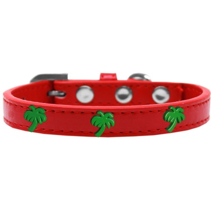 Green Palm Tree Widget Dog Collar Red Size 10
