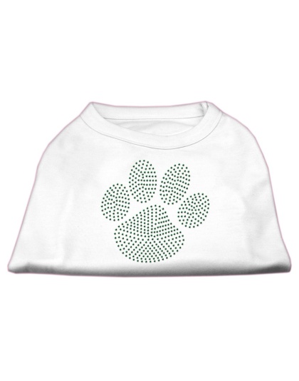 Green Paw Rhinestud Shirts White L