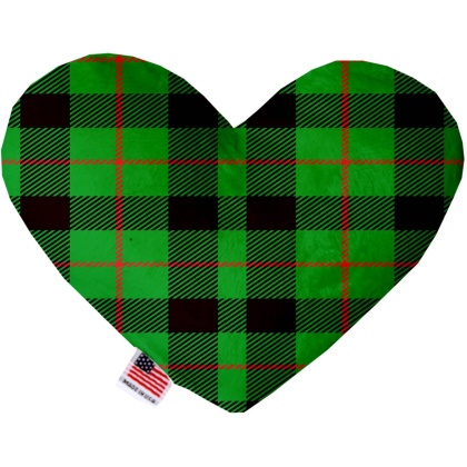 Green Plaid 6 Inch Canvas Heart Dog Toy