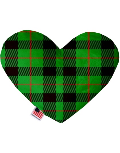 Green Plaid 6 Inch Canvas Heart Dog Toy