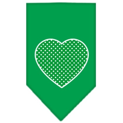 Green Swiss Dot Heart Screen Print Bandana Emerald Green Large