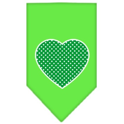 Green Swiss Dot Heart Screen Print Bandana Lime Green Large