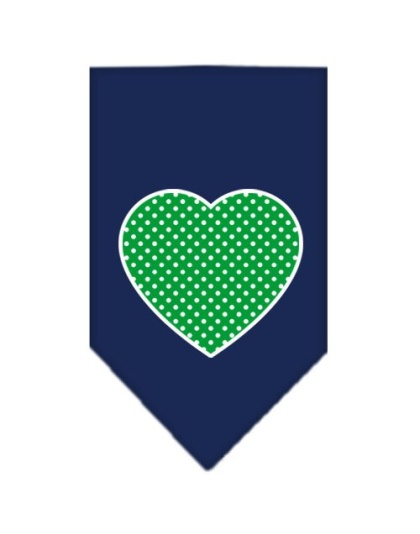 Green Swiss Dot Heart Screen Print Bandana Navy Blue large