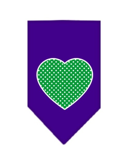 Green Swiss Dot Heart Screen Print Bandana Purple Large