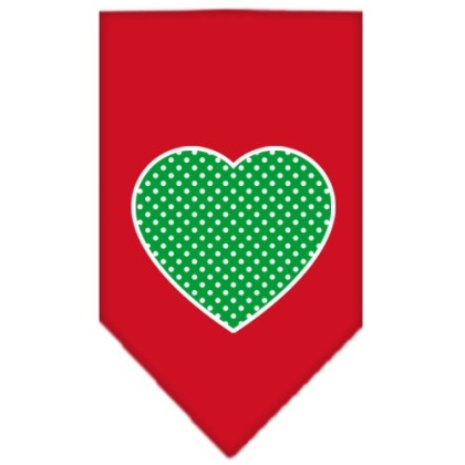 Green Swiss Dot Heart Screen Print Bandana Red Large