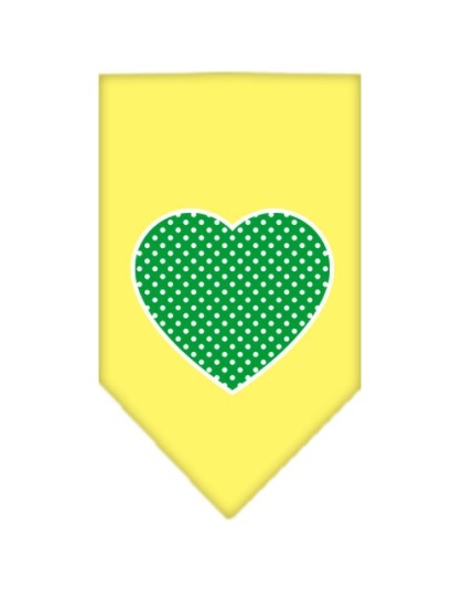 Green Swiss Dot Heart Screen Print Bandana Yellow Large