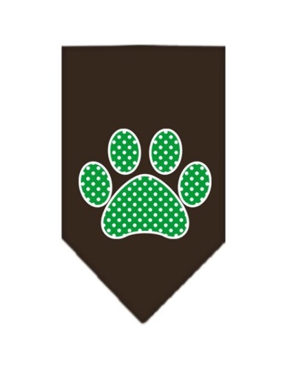 Green Swiss Dot Paw Screen Print Bandana Cocoa Large