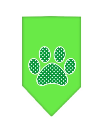 Green Swiss Dot Paw Screen Print Bandana Lime Green Large