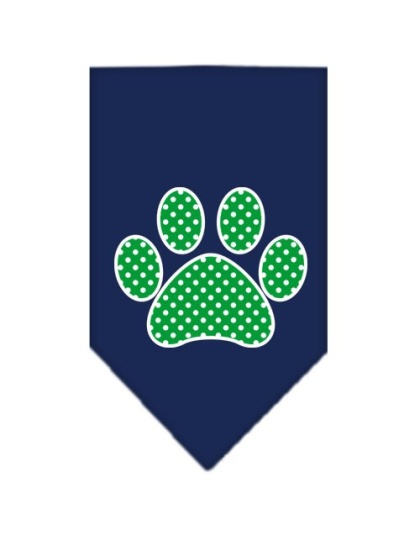 Green Swiss Dot Paw Screen Print Bandana Navy Blue large