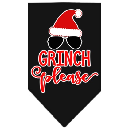 Grinch Please Screen Print Bandana Black Large