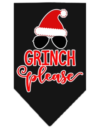 Grinch Please Screen Print Bandana Black Large