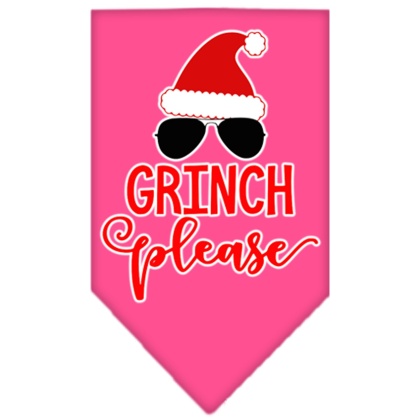 Grinch Please Screen Print Bandana Bright Pink Large