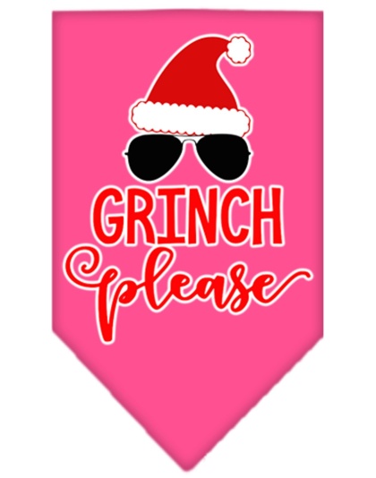 Grinch Please Screen Print Bandana Bright Pink Large