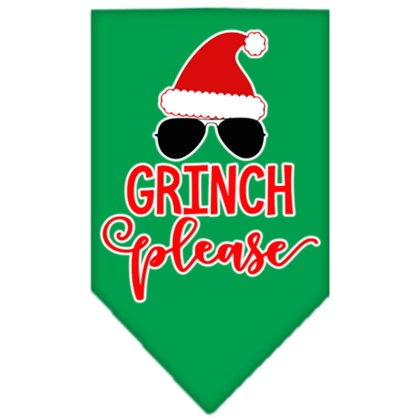 Grinch Please Screen Print Bandana Emerald Green Large