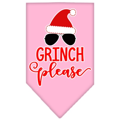 Grinch Please Screen Print Bandana Light Pink Large