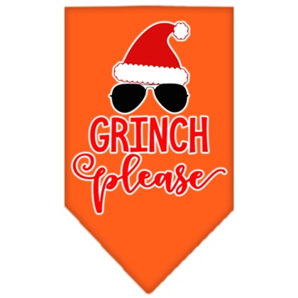 Grinch Please Screen Print Bandana Orange Large