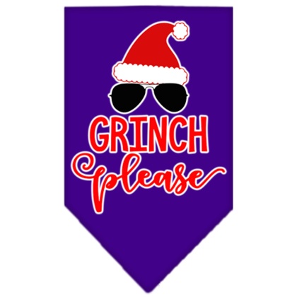 Grinch Please Screen Print Bandana Purple Large