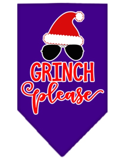 Grinch Please Screen Print Bandana Purple Large