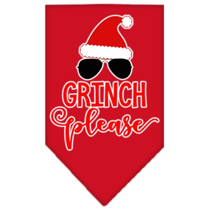 Grinch Please Screen Print Bandana Red Large