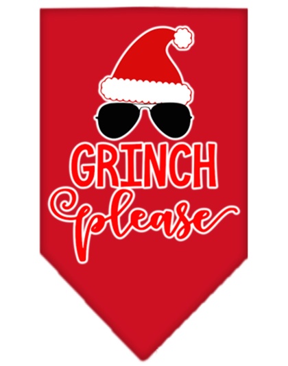 Grinch Please Screen Print Bandana Red Large