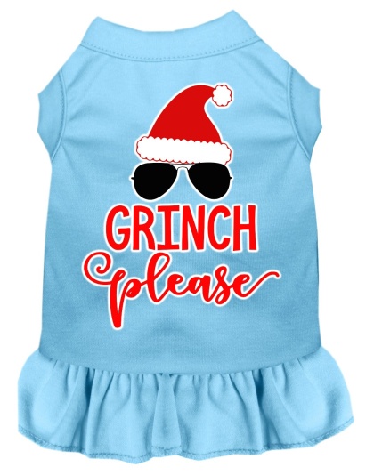 Grinch Please Screen Print Dog Dress Baby Blue 4X (22)