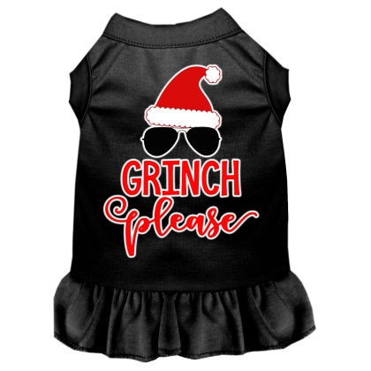 Grinch Please Screen Print Dog Dress Black 4X (22)