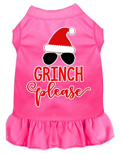 Grinch Please Screen Print Dog Dress Bright Pink 4X (22)