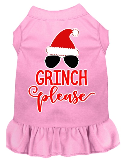 Grinch Please Screen Print Dog Dress Light Pink 4X (22)
