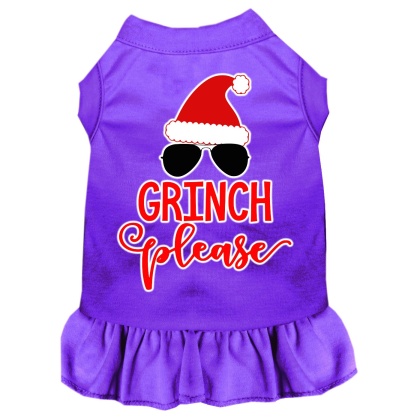 Grinch Please Screen Print Dog Dress Purple 4X (22)