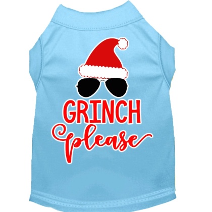 Grinch Please Screen Print Dog Shirt Baby Blue Lg