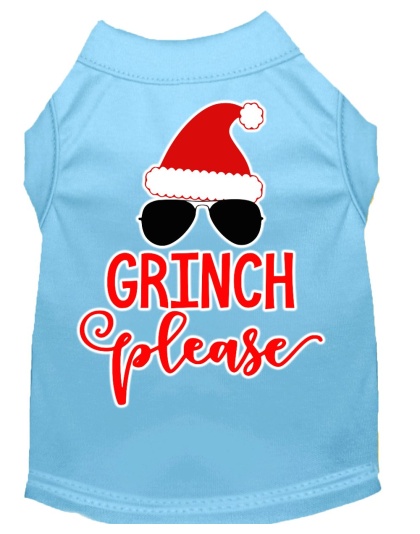 Grinch Please Screen Print Dog Shirt Baby Blue Lg