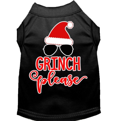 Grinch Please Screen Print Dog Shirt Black Lg