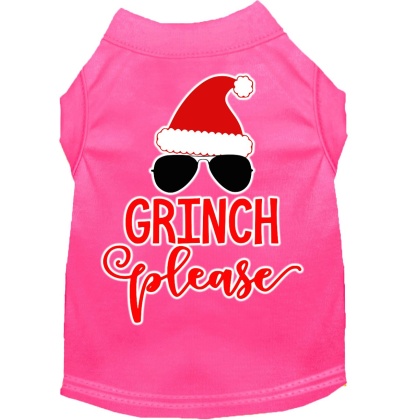 Grinch Please Screen Print Dog Shirt Bright Pink Lg