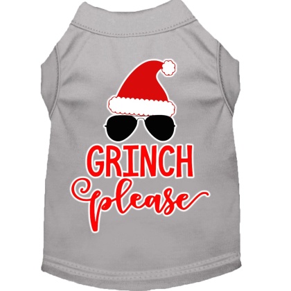 Grinch Please Screen Print Dog Shirt Grey Lg